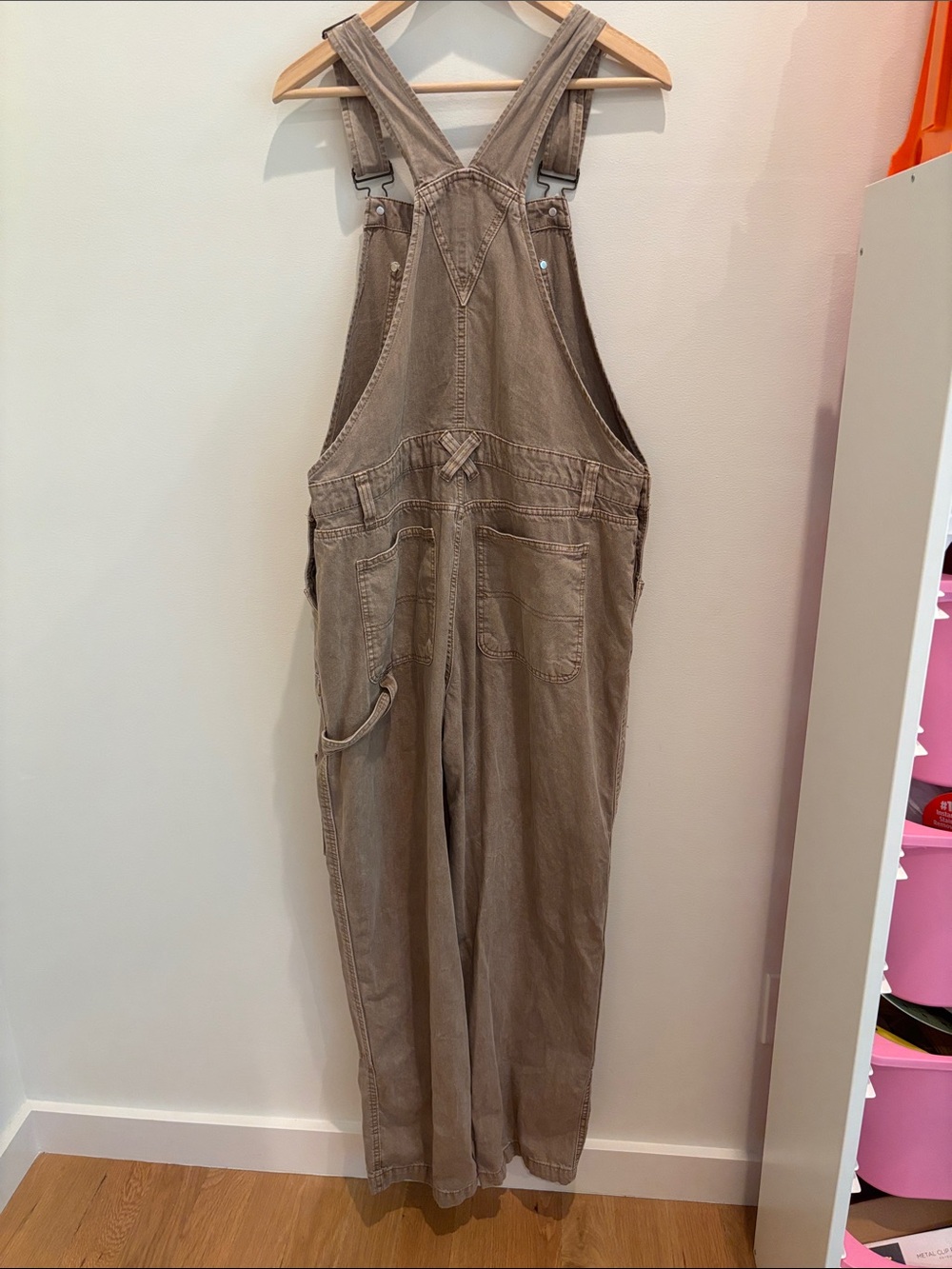 Wild Fable Overalls Baggy Brown Cargo Denim Size Large - Picture 4 of 6